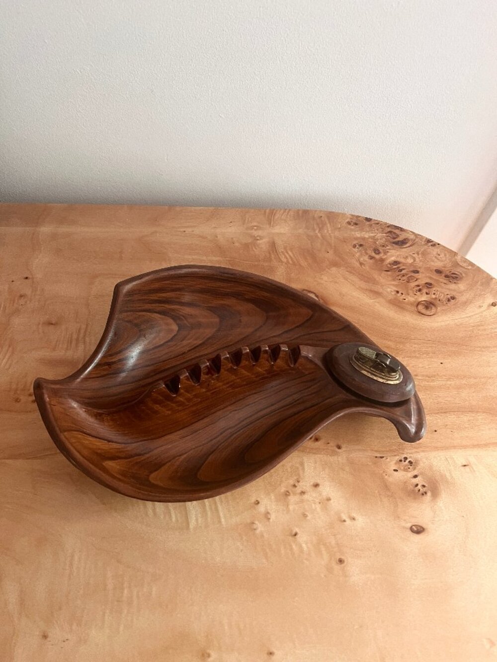 mcm ceramic wood grain ashtray California Originals